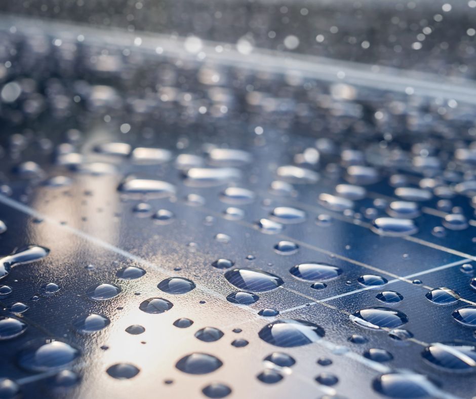Raindrops On Solar Panel