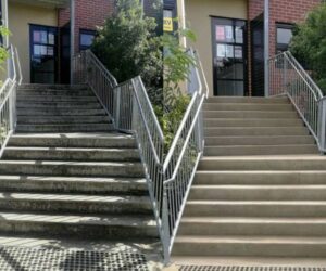 Exterior pressure washing concrete stairs - before vs after